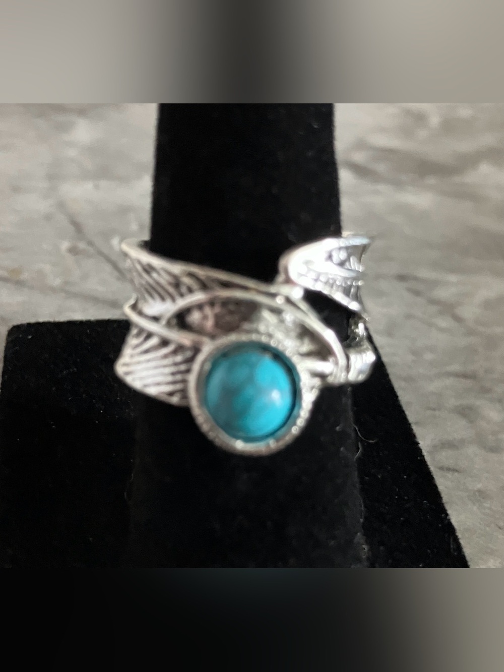 Silver Snake Wrap Ring with Turquoise Stone